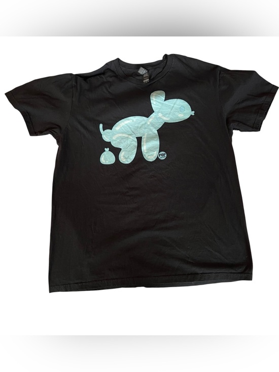 Source Unknown Other - Black Tee with Metallic Balloon Dog Funny Graphic